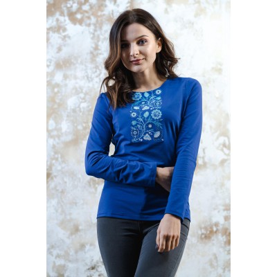 Embroidered t-shirt with long sleeves "Colours of Summer" Electric